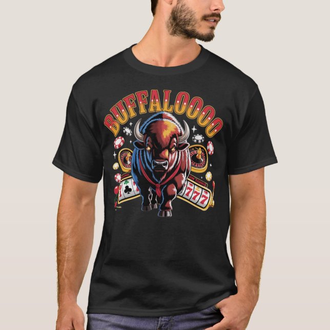 Camiseta Buffaloooo Casino Slots Graphic – Wild West Gambli (Anverso)