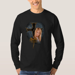 Camiseta Buffy la cazavampiros patrón de cruz Y2K programa