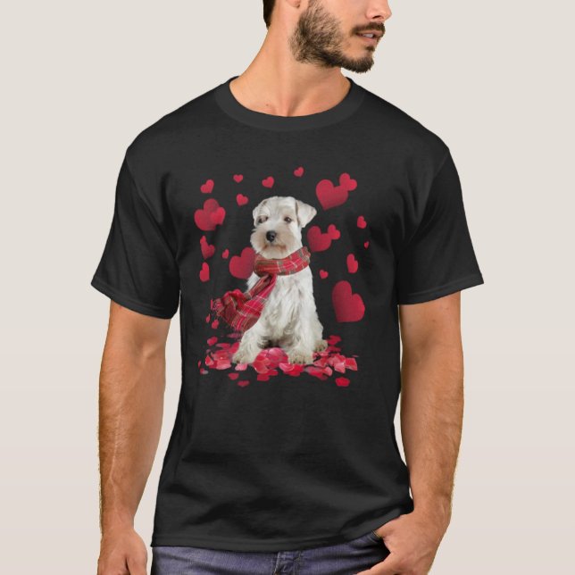 Camiseta Bufón Miniatura Schnauzer Corazones Bufanda San Va (Anverso)