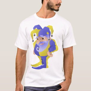 Camiseta Bufón renacentista púrpura y amarillo con barba