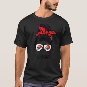 Camiseta Bug Mom Ladybug Mama Messy Bun Hair Glasses