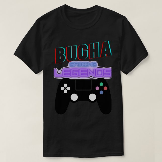 Camiseta BUGHA, Leyendas de juegos, con controlador de esta (Diseño del anverso)