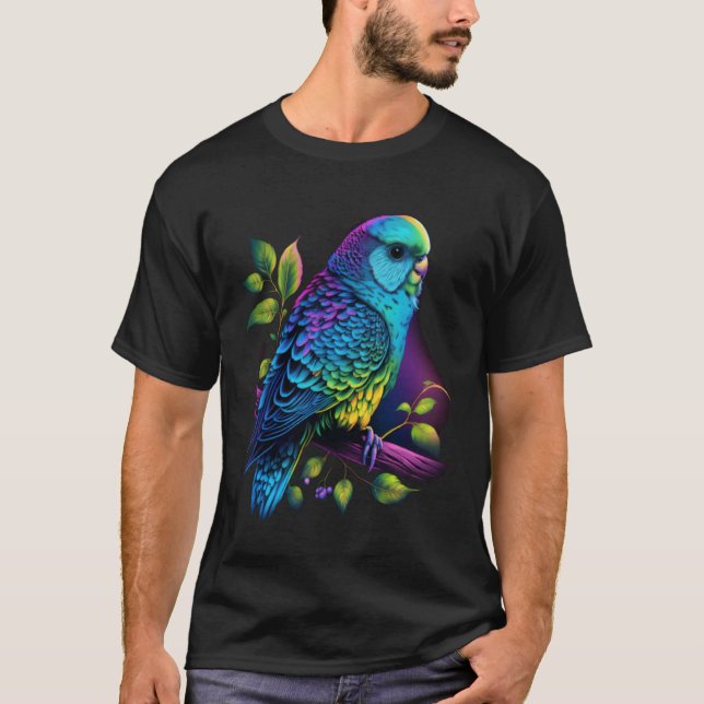 Camiseta Bugie Budgerigar Parakeet Bird Estética Vaporwav (Anverso)