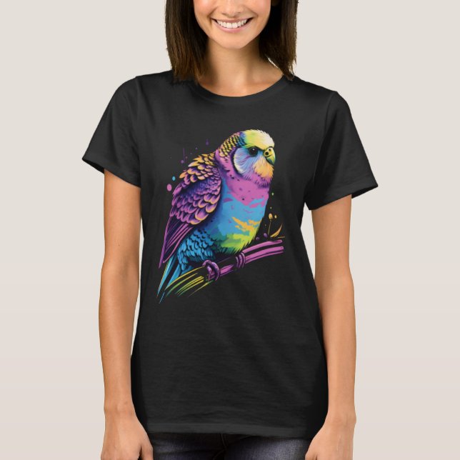Camiseta Bugie Budgerigar Parakeet Bird Estética Vaporwav (Anverso)