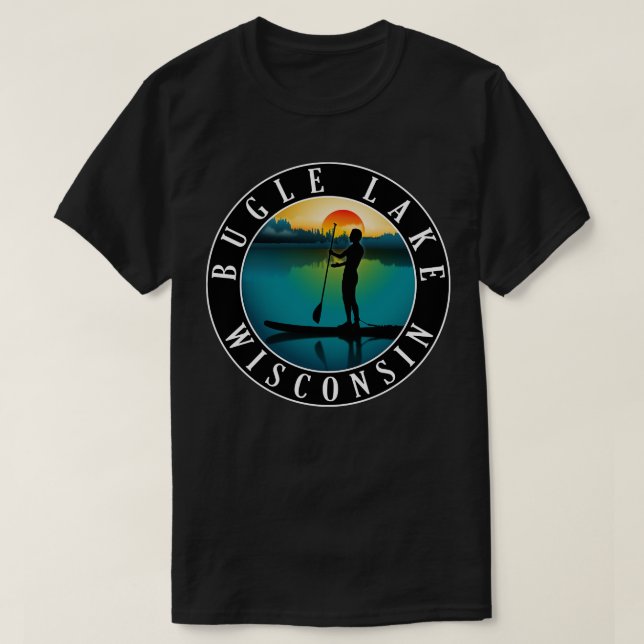 Camiseta Bugle Lake Wisconsin Paddleboard (Diseño del anverso)