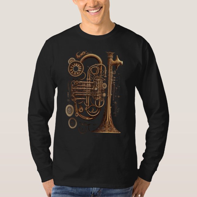 Camiseta Bugle music instrument Graphic steampunk (Anverso)