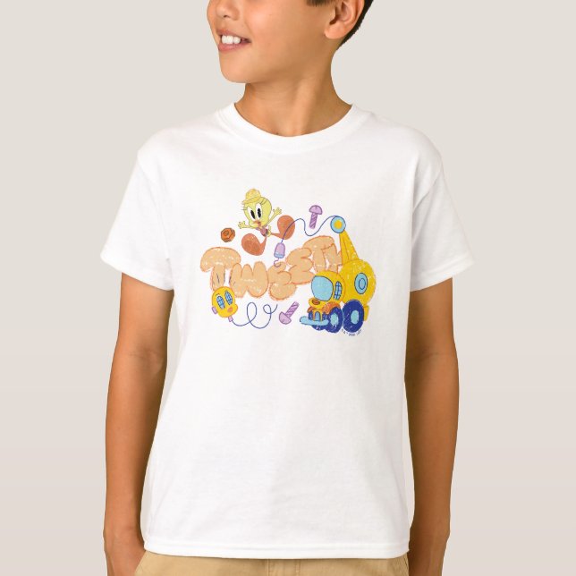 Camiseta BUGS BUNNY BUILDERS™| Arte esquemático de TWEETY™ (Anverso)