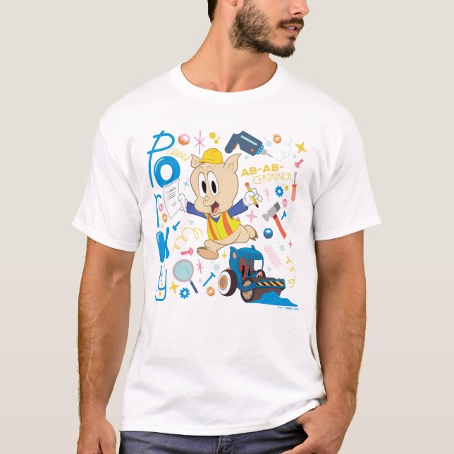 Camiseta BUGS BUNNY BUILDERS™| Porky Pig Work Tools (Anverso)