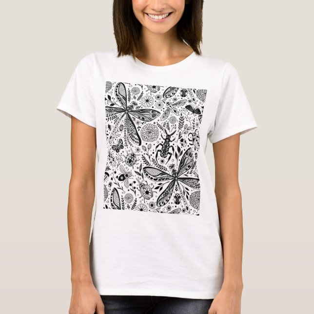 Camiseta Bugs de garabatos en azul oscuro (Anverso)
