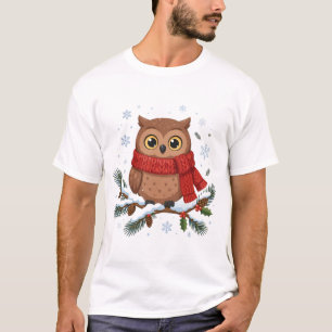 Camiseta Búho Acogedor Bufanda de Invierno Arte de Animal d