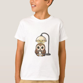 Camiseta Búho Acogedor de Café Bajo la Lámpara Niños