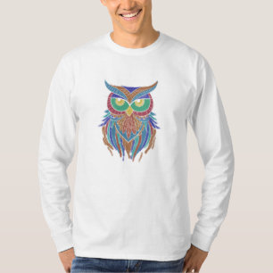 Camiseta Búho acuarelas artísticas Nocturnas coloridas