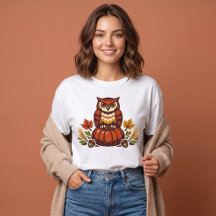 Búho Adorable de Otoño sobre Calabaza Día de Acció