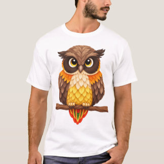Camiseta Búho adorable posado en una rama