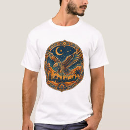Camiseta Búho Arábigo Místico Creciente Luna Arte del Desie