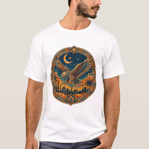 Camiseta Búho Arábigo Místico Creciente Luna Arte del Desie
