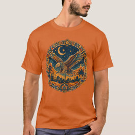 Camiseta Búho Arábigo Místico Creciente Luna Arte del Desie