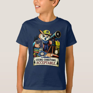 Camiseta Búho Astrónomo Bajo las Estrellas