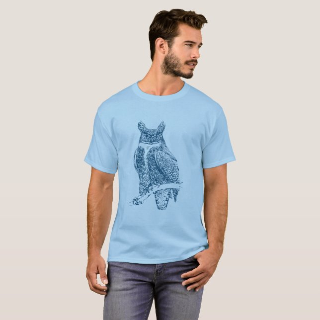 Camiseta Búho - Azul oceánico (Anverso completo)