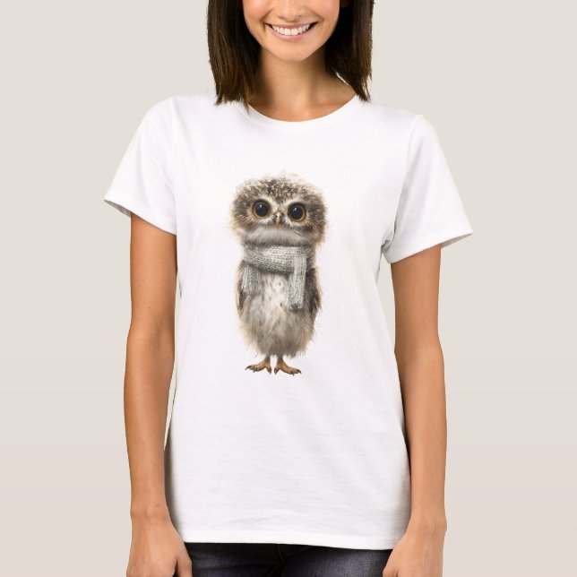 Camiseta Búho Bebé Adorable con Bufanda de Invierno (Anverso)