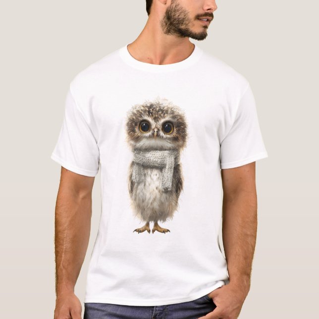 Camiseta Búho Bebé Adorable con Bufanda de Invierno (Anverso)