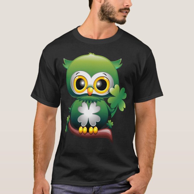 Camiseta Búho Bebé Lindo St Patrick Caricatura (Anverso)