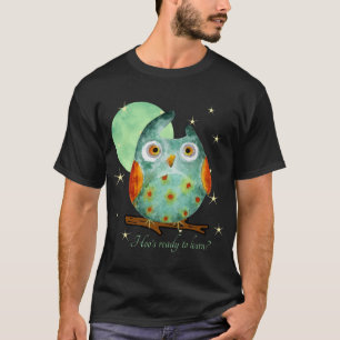 Camiseta Búho Caprichoso Estilo Acuarela Nombre Escuela En