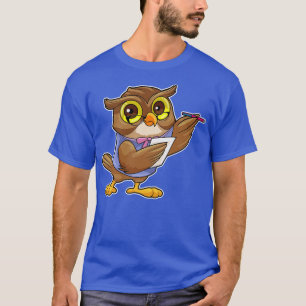 Camiseta Búho como secretario con una nota de bolígrafo de 