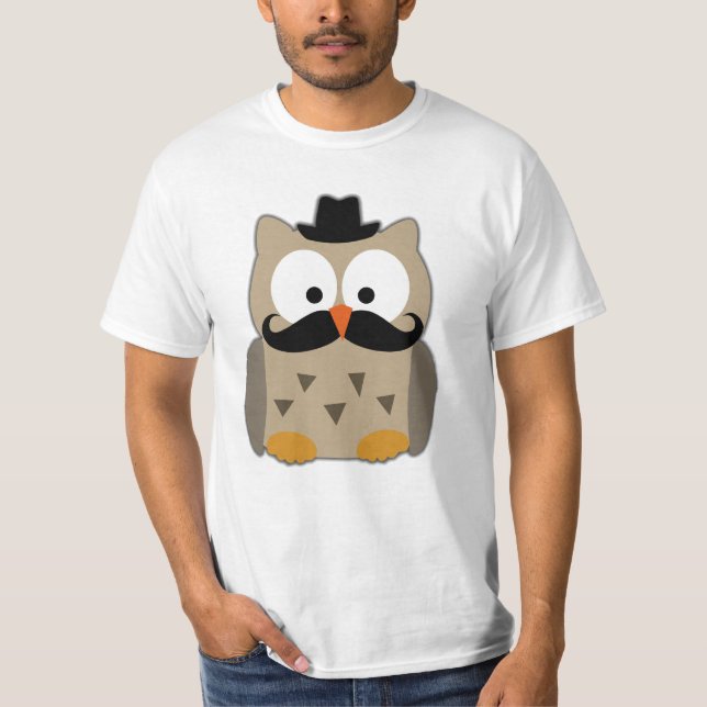 Camiseta Búho con el bigote y el gorra (Anverso)