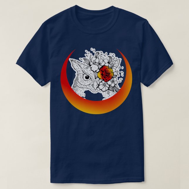 Camiseta búho con luna creciente (Diseño del anverso)
