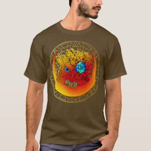Camiseta búho con luna creciente y geometría sagrada