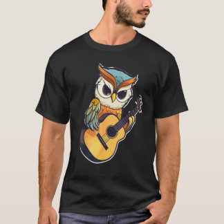 Camiseta Búho con una guitarra ,Búho