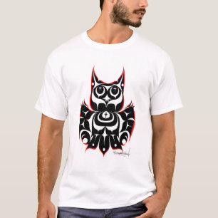 Camiseta Búho Cornudo al Estilo de la Costa Salish Indígena