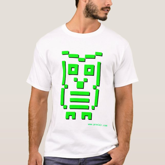 Camiseta búho de 8 bits (verde de Digitaces) (Anverso)