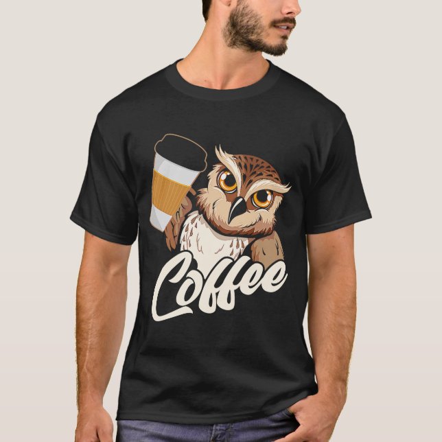 Camiseta Búho de café de impresión inversa (Anverso)