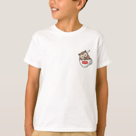Camiseta Búho de café durmiendo Ilustración linda para niño