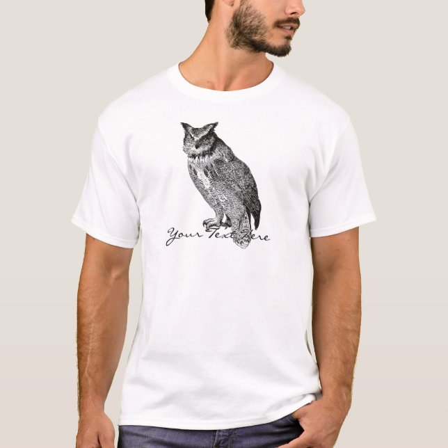 Camiseta Búho de cuernos del vintage (Anverso)