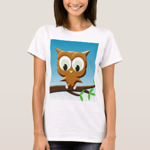 Camiseta Búho de dibujos animados en papel de periódico