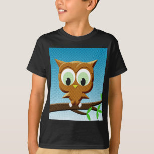 Camiseta Búho de dibujos animados en papel de periódico