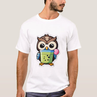 Camiseta Búho de dibujos animados sosteniendo una burbuja d