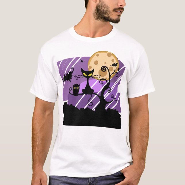 Camiseta búho de gatos de halloween  (Anverso)