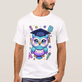 Camiseta Búho de graduación en destellos cósmicos