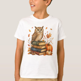Camiseta Búho de lectura Otoño Halloween 