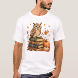 Camiseta Búho de lectura Otoño Halloween 