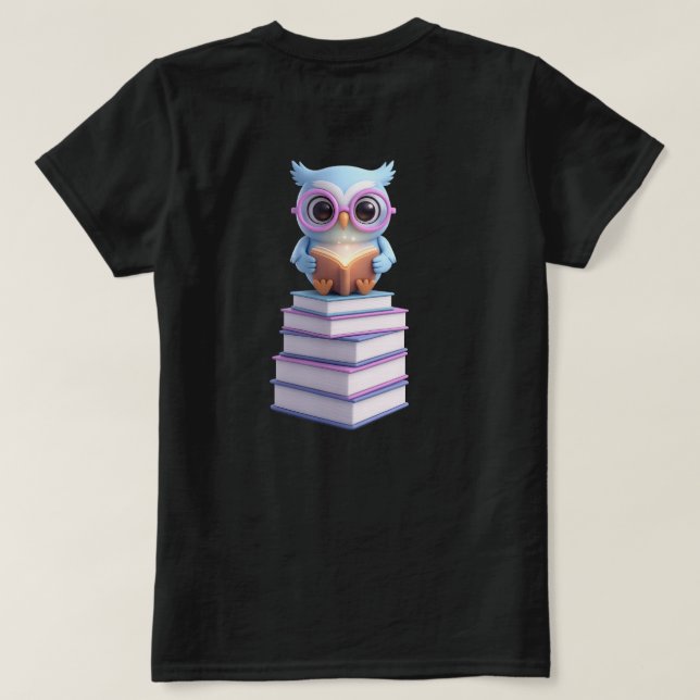 Camiseta Búho de Libro Cósmico (Reverso del diseño)