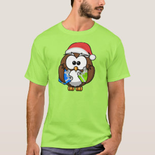 Camiseta Búho de Navidad con sombrero de Santa-15840