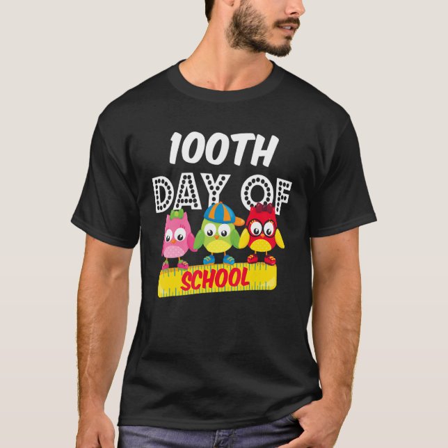 Camiseta Búho Del Día 100 De La Escuela Monísimo 100 Días E (Anverso)