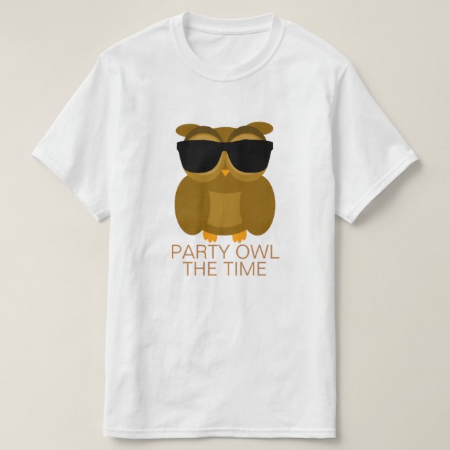 Camiseta Búho del fiesta el tiempo (Diseño del anverso)