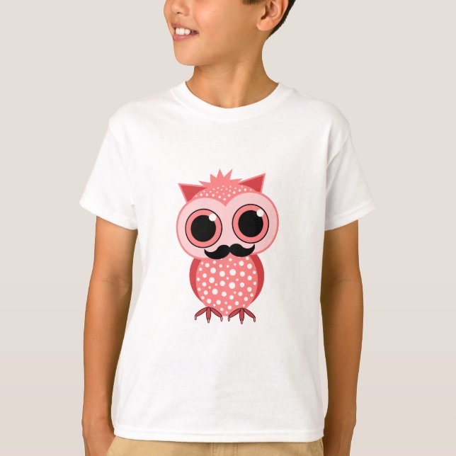 Camiseta búho divertido con el bigote (Anverso)