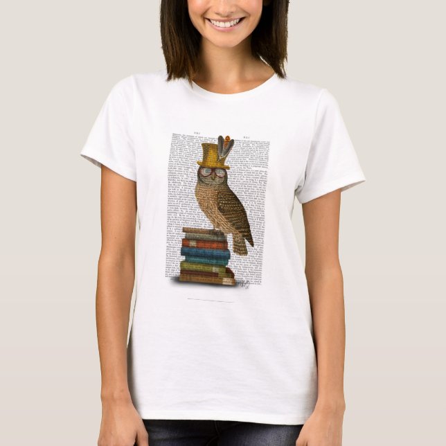Camiseta Búho en libros (Anverso)